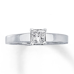 Previously Owned Diamond Solitaire Ring 1/2 carat Princess-Cut 14K White Gold