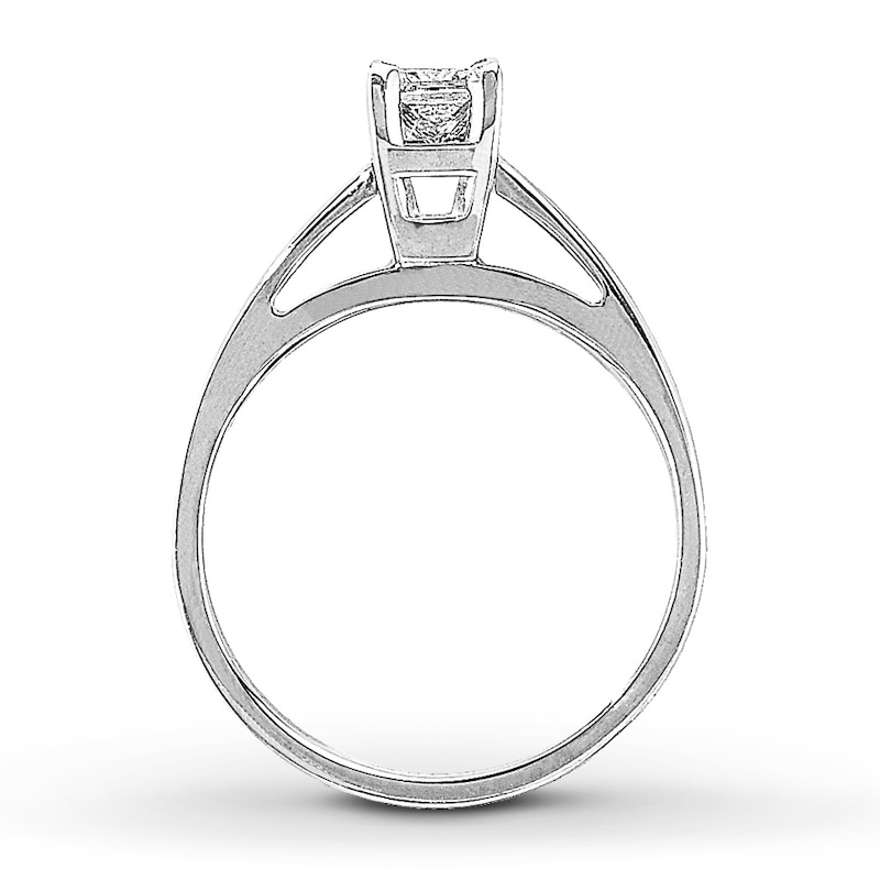 Main Image 2 of Previously Owned Diamond Solitaire Ring 1/2 carat Princess-Cut 14K White Gold