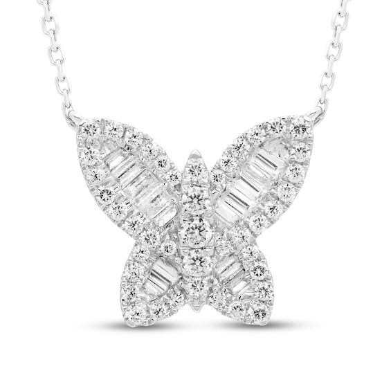Previously Owned Diamond Butterfly Necklace 1/2 ct tw 10K White Gold 18"