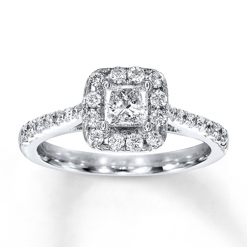 Main Image 1 of Previously Owned Diamond Engagement Ring 3/4 ct tw Princess-cut 14K White Gold
