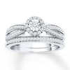 Thumbnail Image 1 of Previously Owned Round-Cut Diamond Halo Bridal Set 1/4 ct tw 10K White Gold Size 5