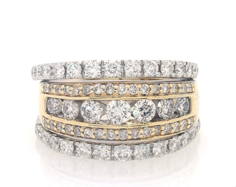 Main Image 1 of Previously Owned Round-Cut Diamond Wedding Set 2 ct tw 14K Two-Tone Gold Size 7.75