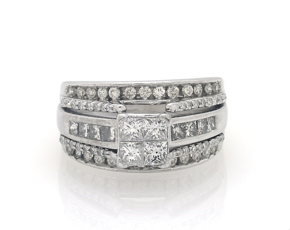 Previously Owned Princess-Cut Diamond Quad Bridal Set 1-1/3 ct tw 14K White Gold 7.5
