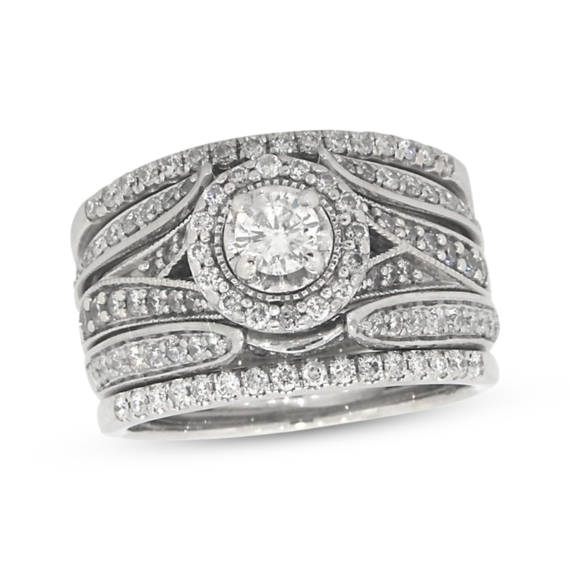 Main Image 1 of Previously Owned Round-Cut Diamond Bridal Set 1 ct tw 10K White Gold Size 6.75