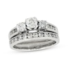 Thumbnail Image 1 of Previously Owned Round-Cut Diamond Three-Stone Bridal Set 1-1/2 ct tw 14K White Gold Size 7.75