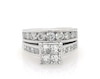 Thumbnail Image 1 of Previously Owned Princess-Cut Quad Diamond Bridal Set 2-7/8 ct tw 14K White Gold Size 6.5