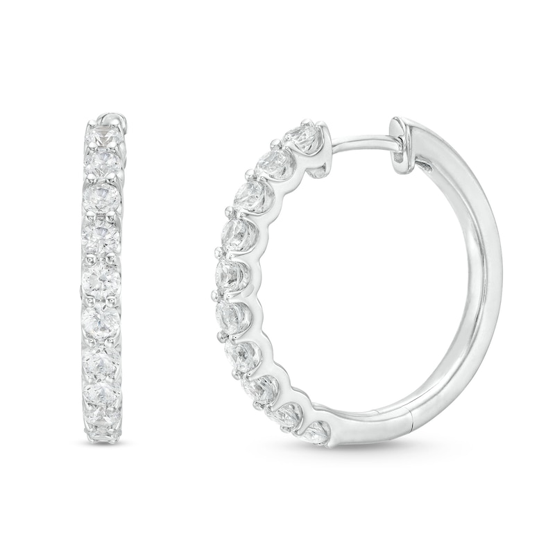 Previously Owned THE LEO Diamond Hoop Earrings 1 ct tw 14K White Gold