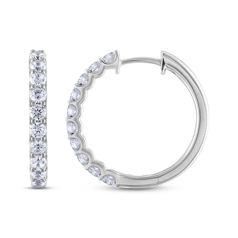Previously Owned THE LEO Diamond Hoop Earrings 1 ct tw 14K White Gold