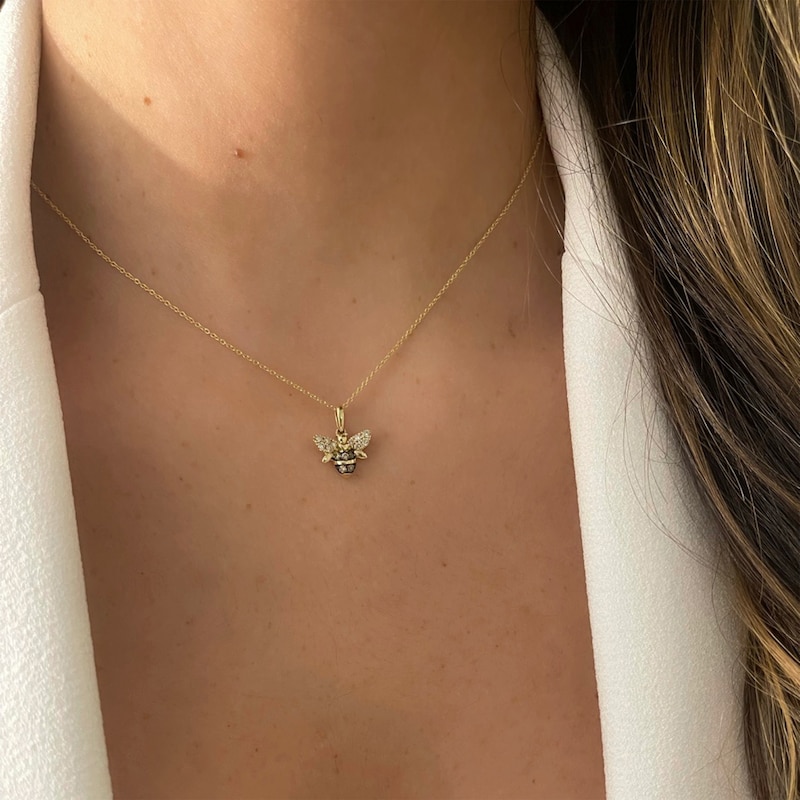 Main Image 4 of Previously Owned Le Vian Diamond Bee Necklace 1/4 ct tw 14K Honey Gold 18"