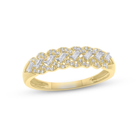 Previously Owned Diamond Anniversary Ring 1/5 ct tw Baguette & Round-cut 10K Yellow Gold
