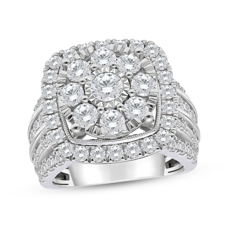 Main Image 1 of Previously Owned Round-Cut Diamond Cushion Frame Engagement Ring 4 ct tw 10K White Gold