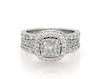 Thumbnail Image 1 of Previously Owned Princess-Cut Diamond Double Halo Bridal Set 1-7/8 ct tw 14K White Gold Size 5