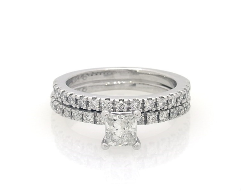 Previously Owned Princess-Cut Diamond Bridal Set 1 ct tw 14K White Gold Size 5