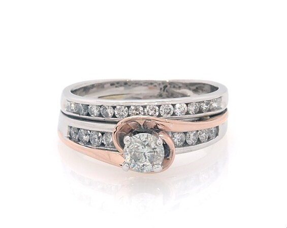 Previously Owned Round-Cut Diamond Bridal Set 1 ct tw 14K Two-Tone Gold & 10K White Gold Size 8