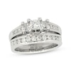 Thumbnail Image 1 of Previously Owned Princess-Cut Diamond Three-Stone Bridal Set 3/4 ct tw 14K White Gold Size 3.75