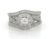 Thumbnail Image 1 of Previously Owned Round-Cut Diamond Vintage-Inspired Cushion Halo Bridal Set 7/8 ct tw 14K & 10K White Gold Size 7