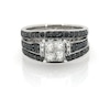 Thumbnail Image 1 of Previously Owned Princess-Cut Quad White Diamond & Black Diamond Bridal Set 1-1/2 ct tw 14K White Gold Size 5.25
