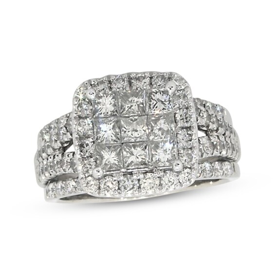 Previously Owned Princess-Cut Multi-Diamond Center Bridal Set 2-1/2 ct tw 14K White Gold 7.5