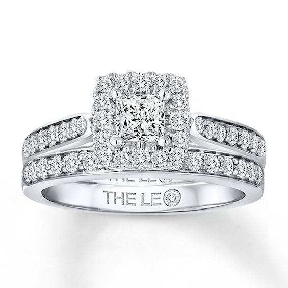 Previously Owned THE LEO Diamond Bridal Set 1 ct tw 14K White Gold Size 4.5