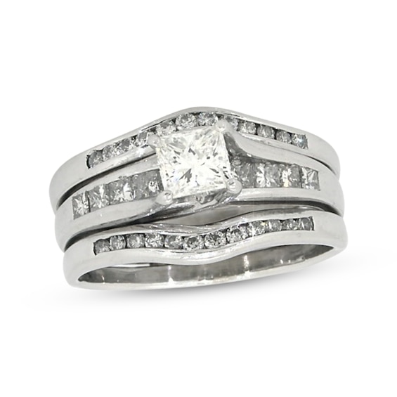 Previously Owned Princess-Cut Diamond Bridal Set 1-1/4 ct tw 14K White Gold Size 7.5