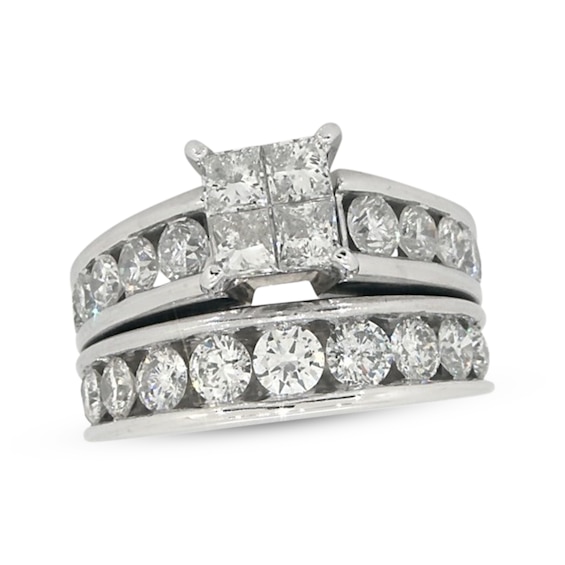 Previously Owned Princess-Cut Quad Diamond Bridal Set 3 ct tw 14K White Gold Size 5.75
