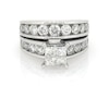 Thumbnail Image 1 of Previously Owned Princess-Cut Quad Diamond Bridal Set 3 ct tw 14K White Gold Size 5.75