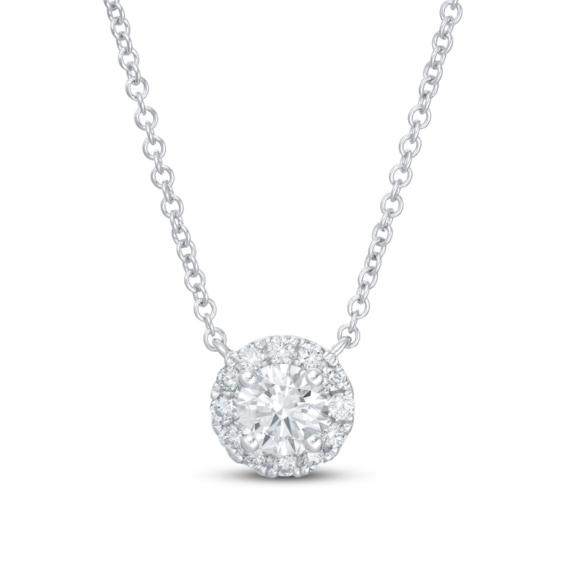 Main Image 1 of Previously Owned KAY Lab-Grown Diamonds Necklace 1/2 ct tw 14K White Gold 19" (F/SI2)