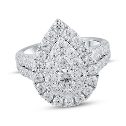 Previously Owned Lab-Grown Diamonds Multi-Diamond Center Engagement Ring 2-1/2 ct tw 14K White Gold