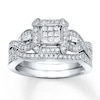Thumbnail Image 0 of Previously Owned Princess-Cut Multi-Diamond Center Bridal Set 1/2 ct tw 10K White Gold