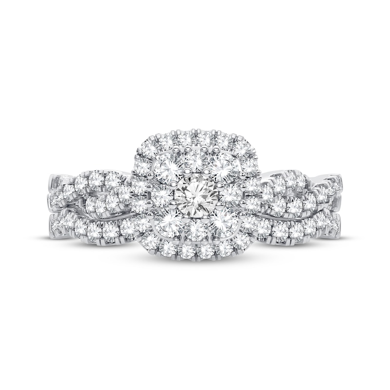 Main Image 3 of Previously Owned Multi-Diamond Center Bridal Set 1/2 ct tw Round-cut 10K White Gold
