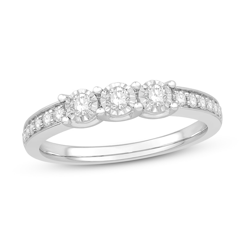 Previously Owned Three-stone Diamond Anniversary Ring 1/3 ct tw 10K White Gold