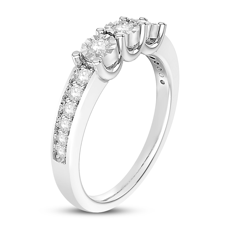 Main Image 2 of Previously Owned Three-stone Diamond Anniversary Ring 1/3 ct tw 10K White Gold