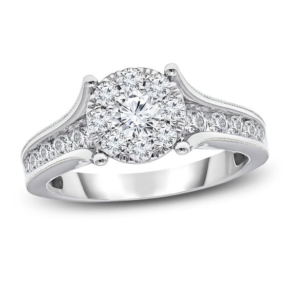 Previously Owned Diamond Engagement Ring 1-3/8 ct tw Round-cut 10K White Gold