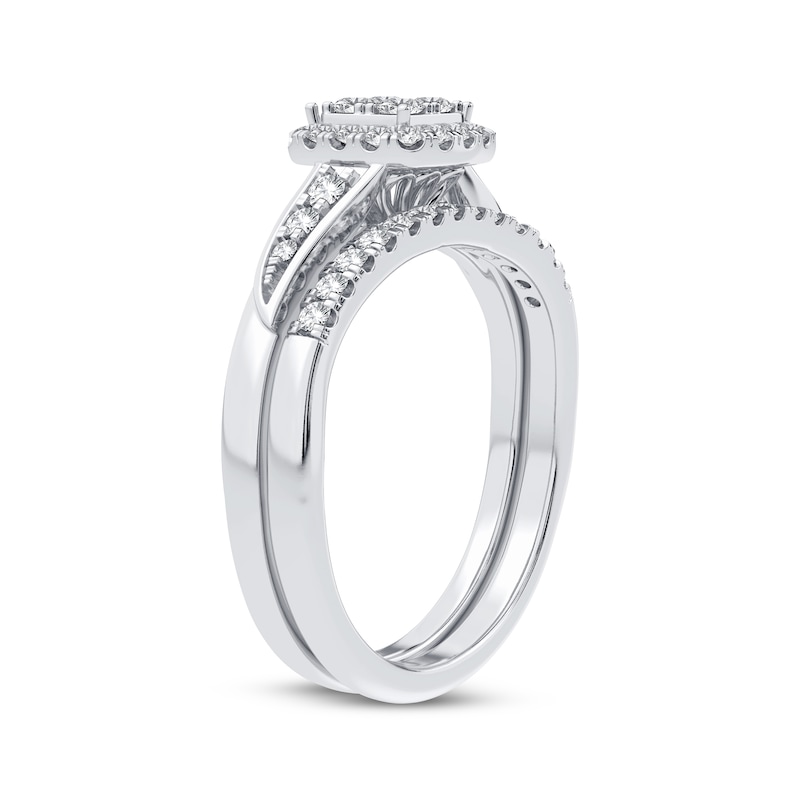 Previously Owned Multi-Diamond Center Bridal Set 3/8 ct tw Round-cut 10K White Gold