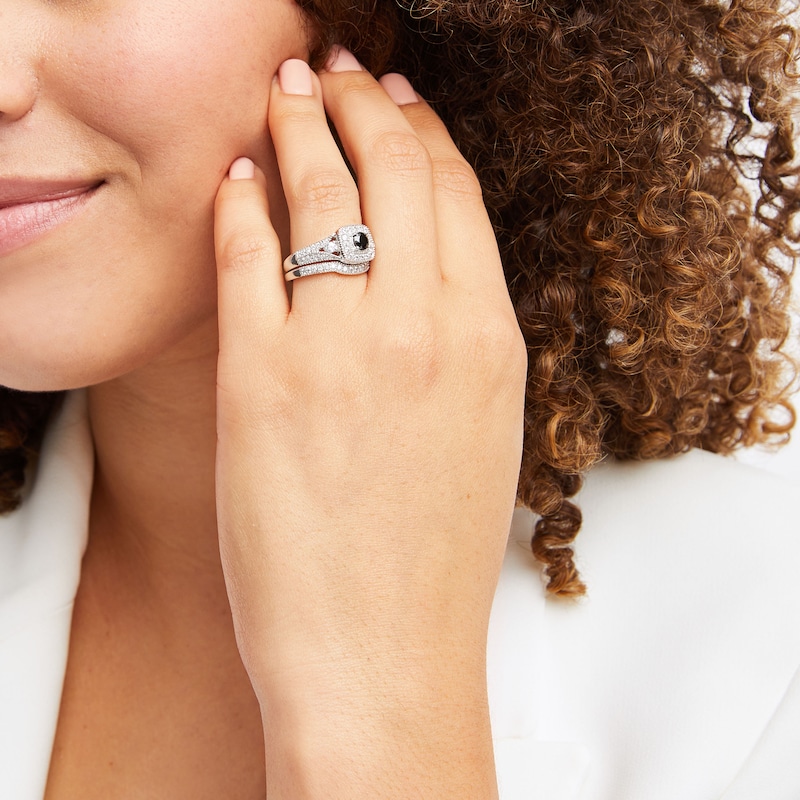 Main Image 2 of Previously Owned Black & White Diamond Bridal Set 7/8 ct tw 10K White Gold