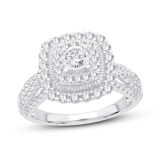 Previously Owned Multi-Diamond Engagement Ring 7/8 ct tw Round-Cut 10K White Gold