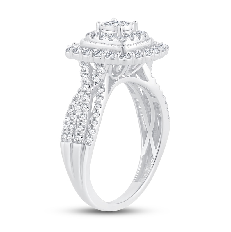 Main Image 2 of Previously Owned Multi-Diamond Engagement Ring 7/8 ct tw Round-Cut 10K White Gold