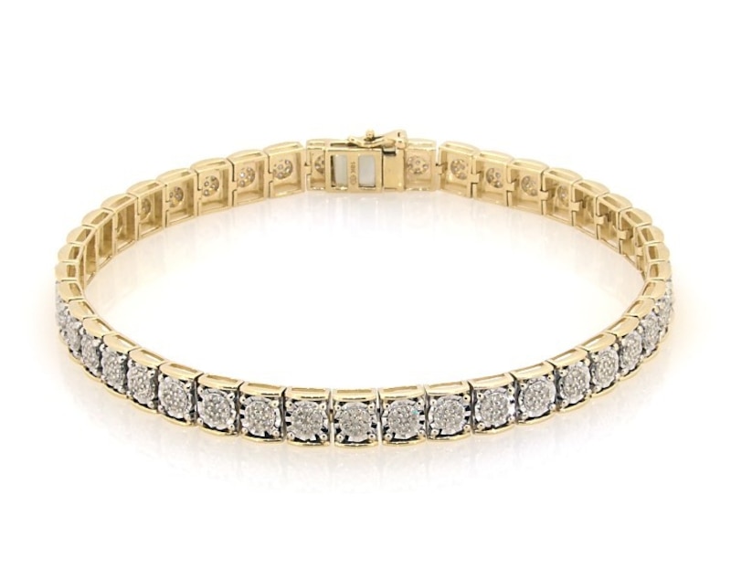 Main Image 1 of Previously Owned Men's Diamond Bracelet 1-1/3 ct tw 10K Yellow Gold 8.5"