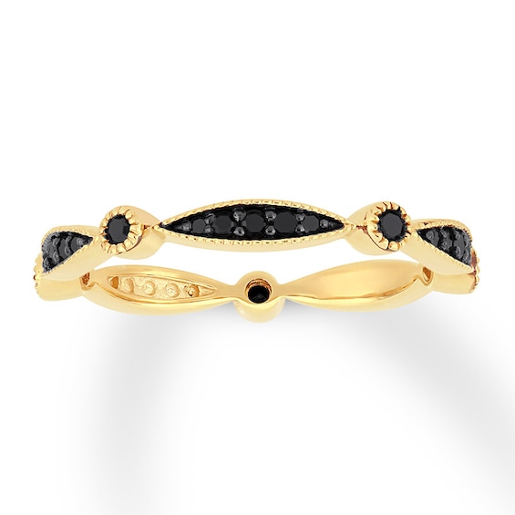 Previously Owned Black Diamond Anniversary Band 1/4 ct tw 10K Yellow Gold Size 7