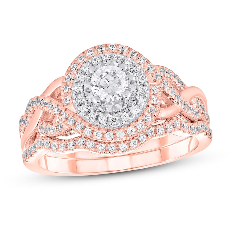 Main Image 1 of Previously Owned Diamond Bridal Set 5/8 ct tw Round-cut 14K Two-Tone Gold