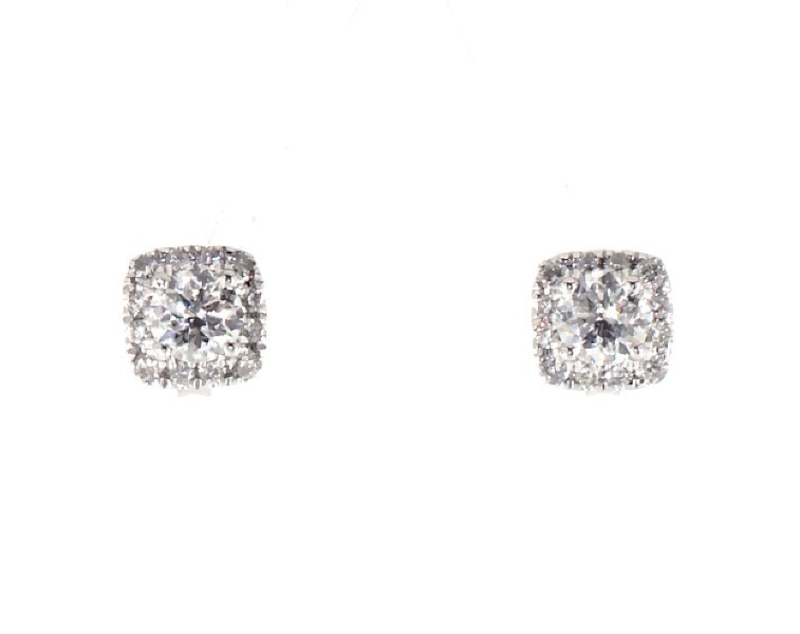 Main Image 1 of Previously Owned Diamond Earrings 1 ct tw Round-cut 14K White Gold (I/I2)