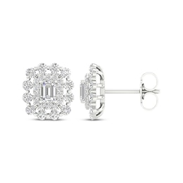 Previously Owned KAY Lab-Grown Diamonds Emerald-Cut Stud Earrings 1 ct tw 14K White Gold
