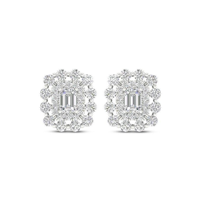 Previously Owned Lab-Created Diamonds by KAY Emerald-Cut Stud Earrings 1 ct tw 14K White Gold