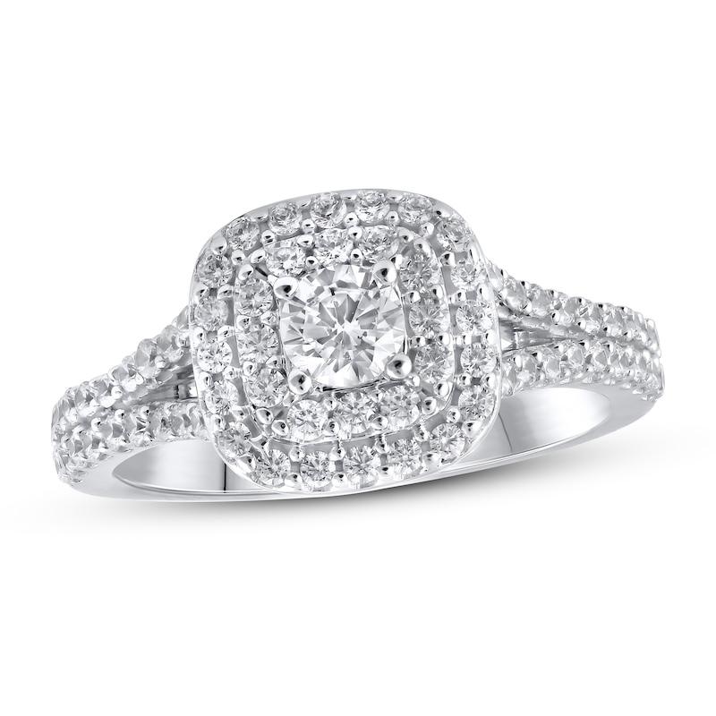 Previously Owned Lab-Created Diamonds by KAY Cushion Frame Engagement Ring 1 ct tw 14K White Gold