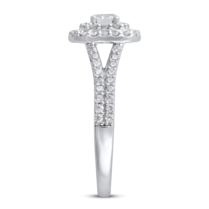 Previously Owned Lab-Created Diamonds by KAY Cushion Frame Engagement Ring 1 ct tw 14K White Gold