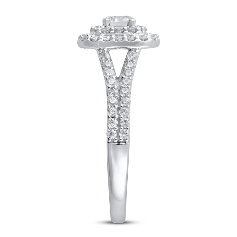 Main Image 2 of Previously Owned Lab-Grown Diamonds Cushion Frame Engagement Ring 1 ct tw 14K White Gold