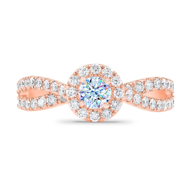 Main Image 2 of Previously Owned THE LEO First Light Diamond Round-Cut Engagement Ring 7/8 ct tw 14K Rose Gold Size 8