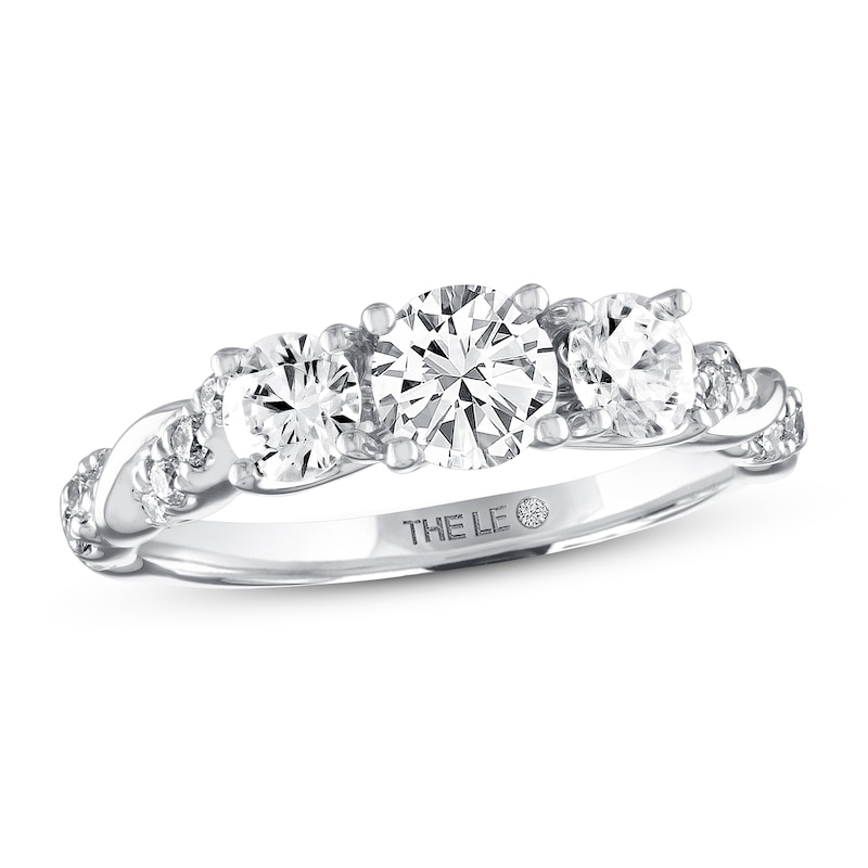 Main Image 1 of Previously Owned THE LEO Diamond Three-Stone Engagement Ring 1-1/8 ct tw Round-cut 14K White Gold Size 7
