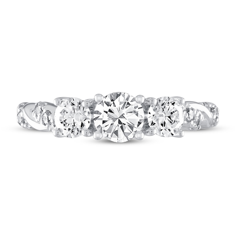 Main Image 3 of Previously Owned THE LEO Diamond Three-Stone Engagement Ring 1-1/8 ct tw Round-cut 14K White Gold Size 7