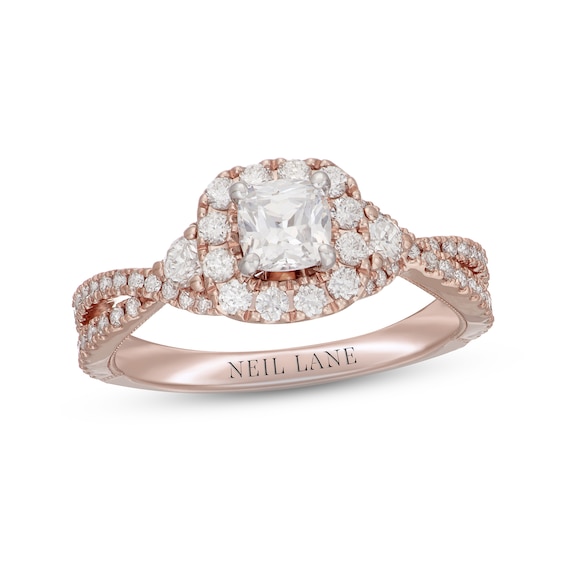 Previously Owned Neil Lane Diamond Engagement Ring 1-1/8 ct tw Cushion & Round-cut 14K Rose Gold